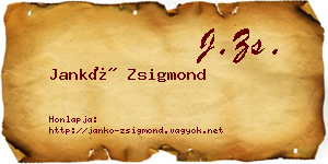 Jankó Zsigmond névjegykártya