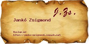 Jankó Zsigmond névjegykártya